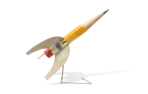 Rocket made of recycled pencil and paper